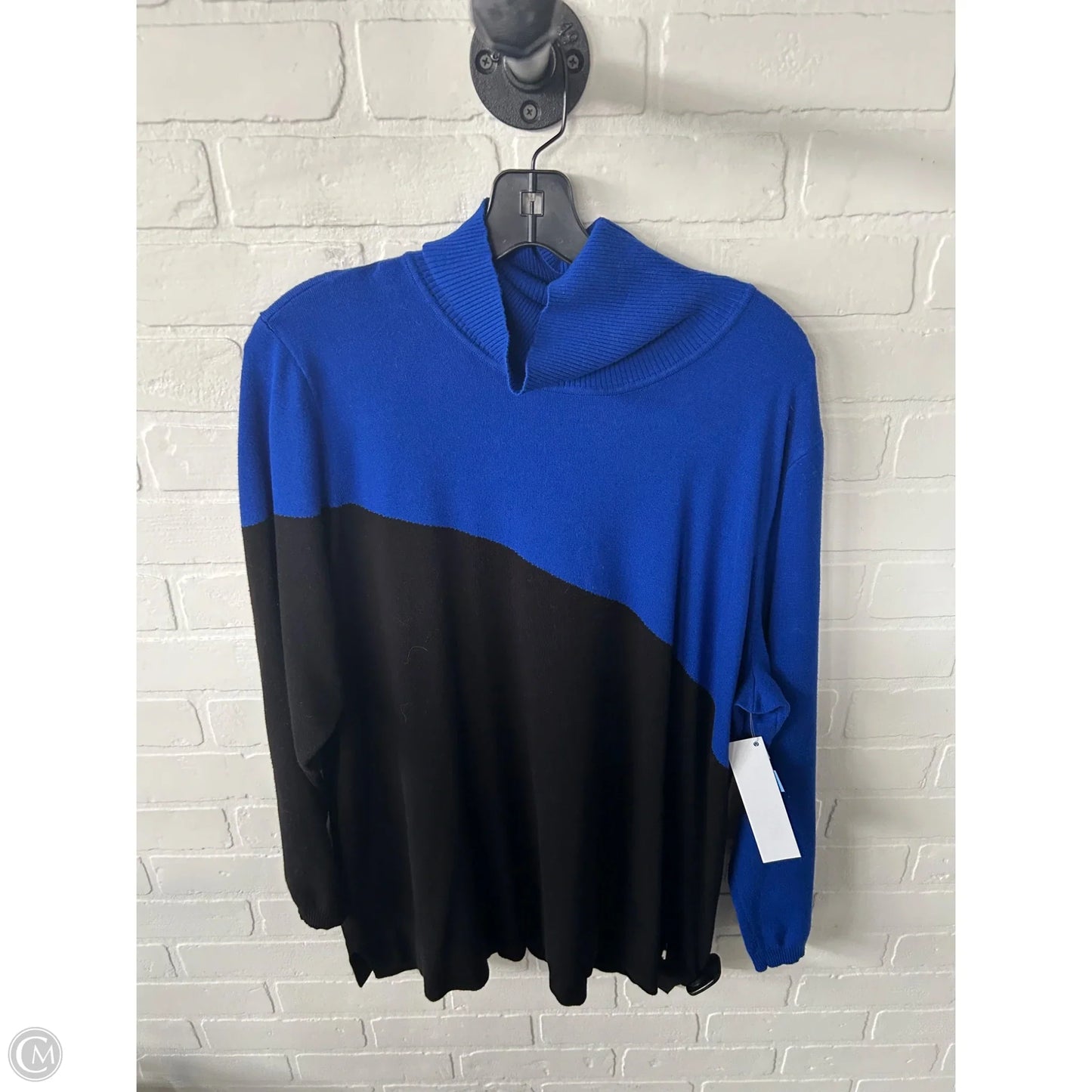 Sweater By Calvin Klein In Black & Blue, Size: 2x
