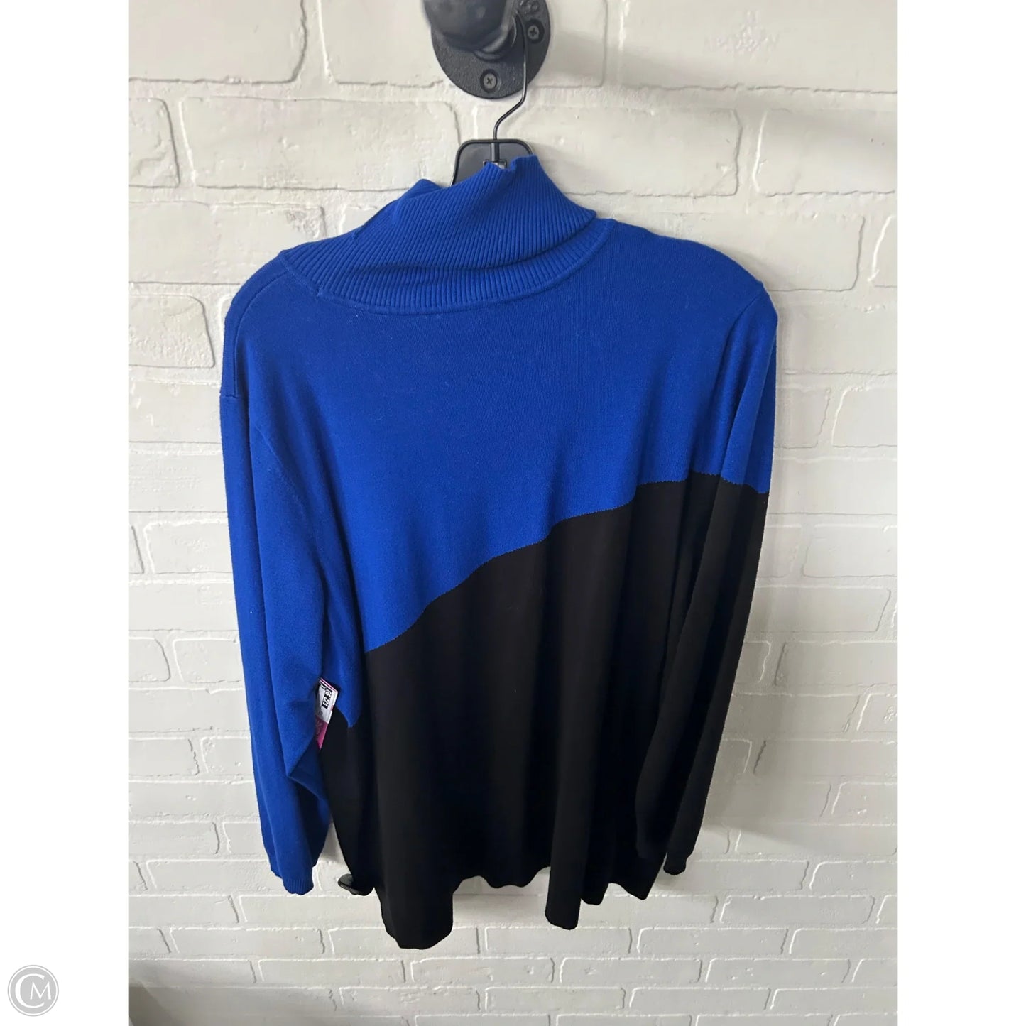 Sweater By Calvin Klein In Black & Blue, Size: 2x