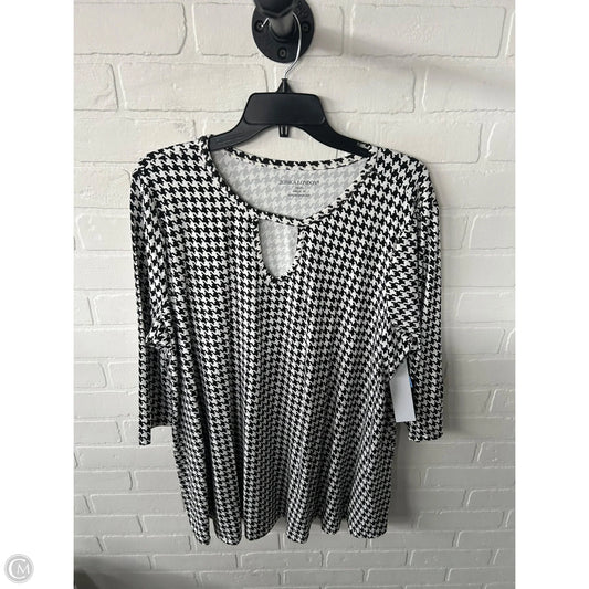 Top Long Sleeve By Jessica London In Black & White, Size: 1x