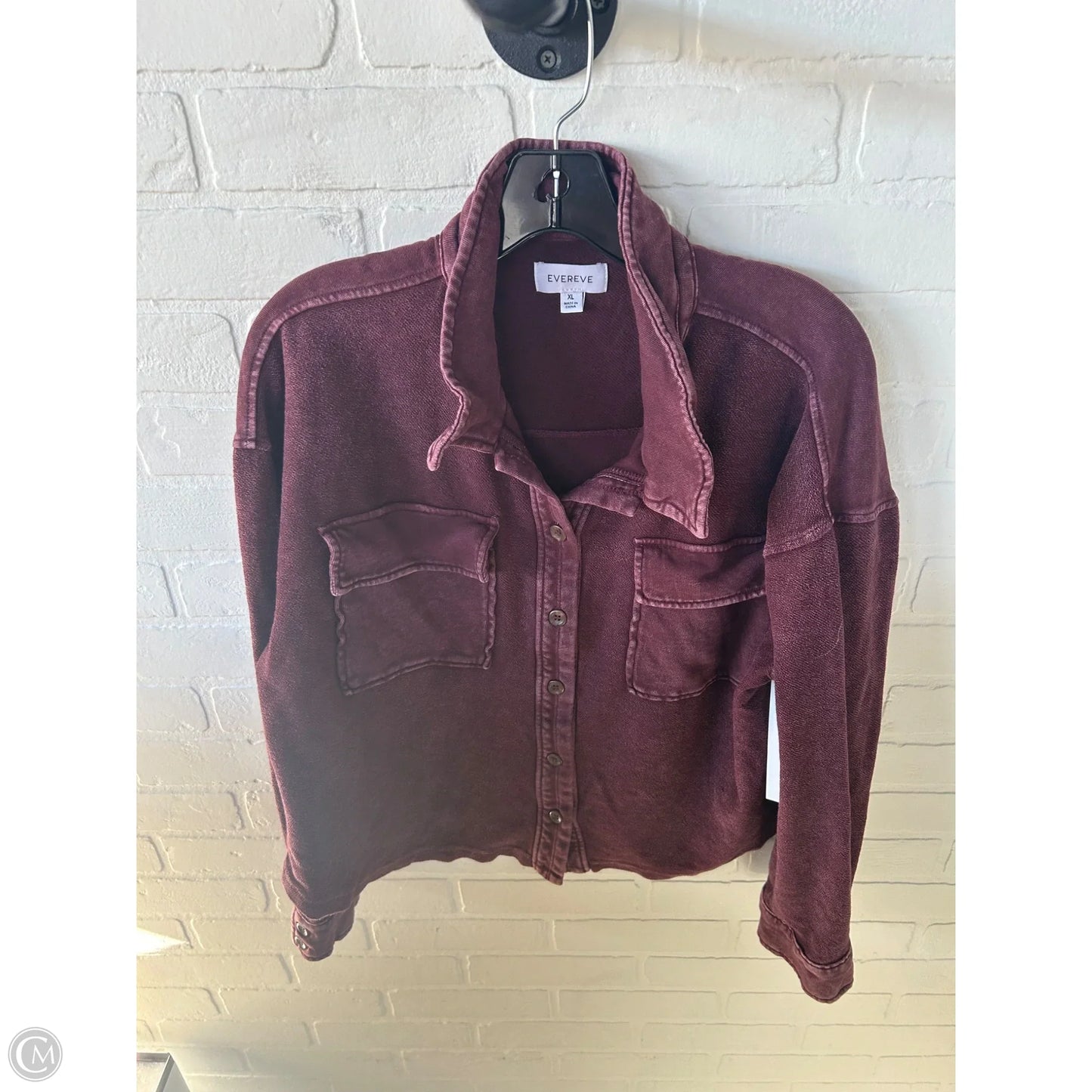 Top Long Sleeve By Evereve In Maroon, Size: Xl