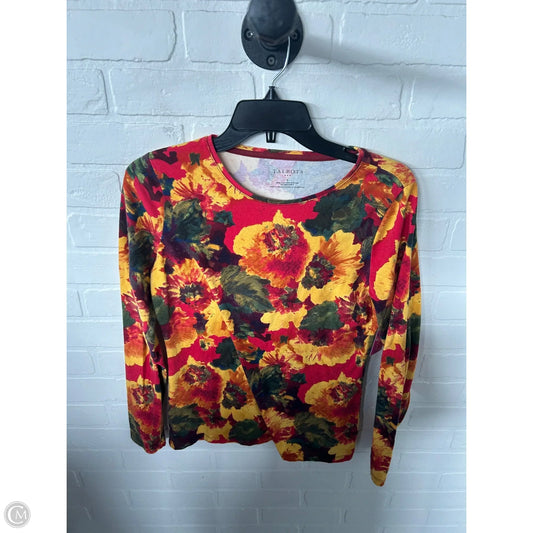 Top Long Sleeve Basic By Talbots In Red & Yellow, Size: S