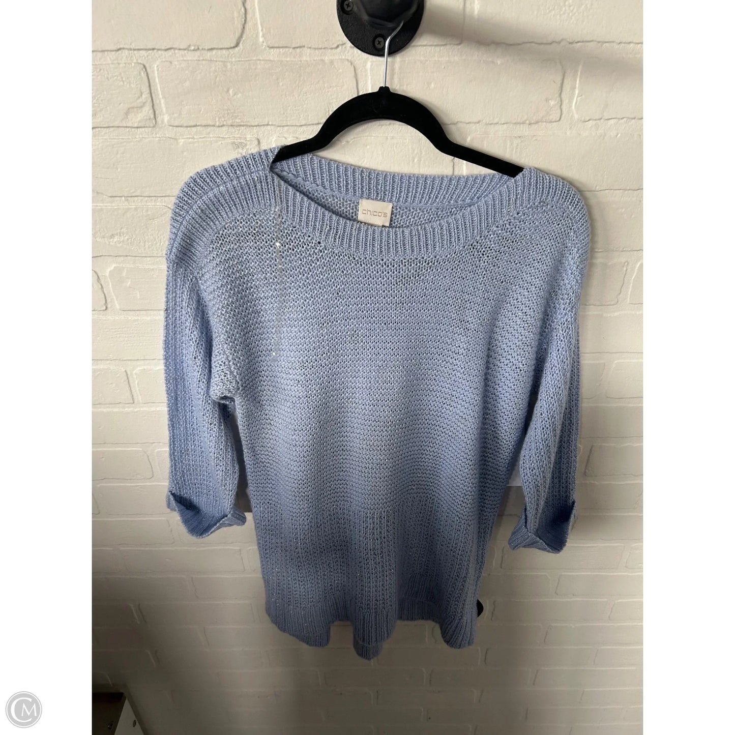 Sweater By Chicos In Blue & Silver, Size: M