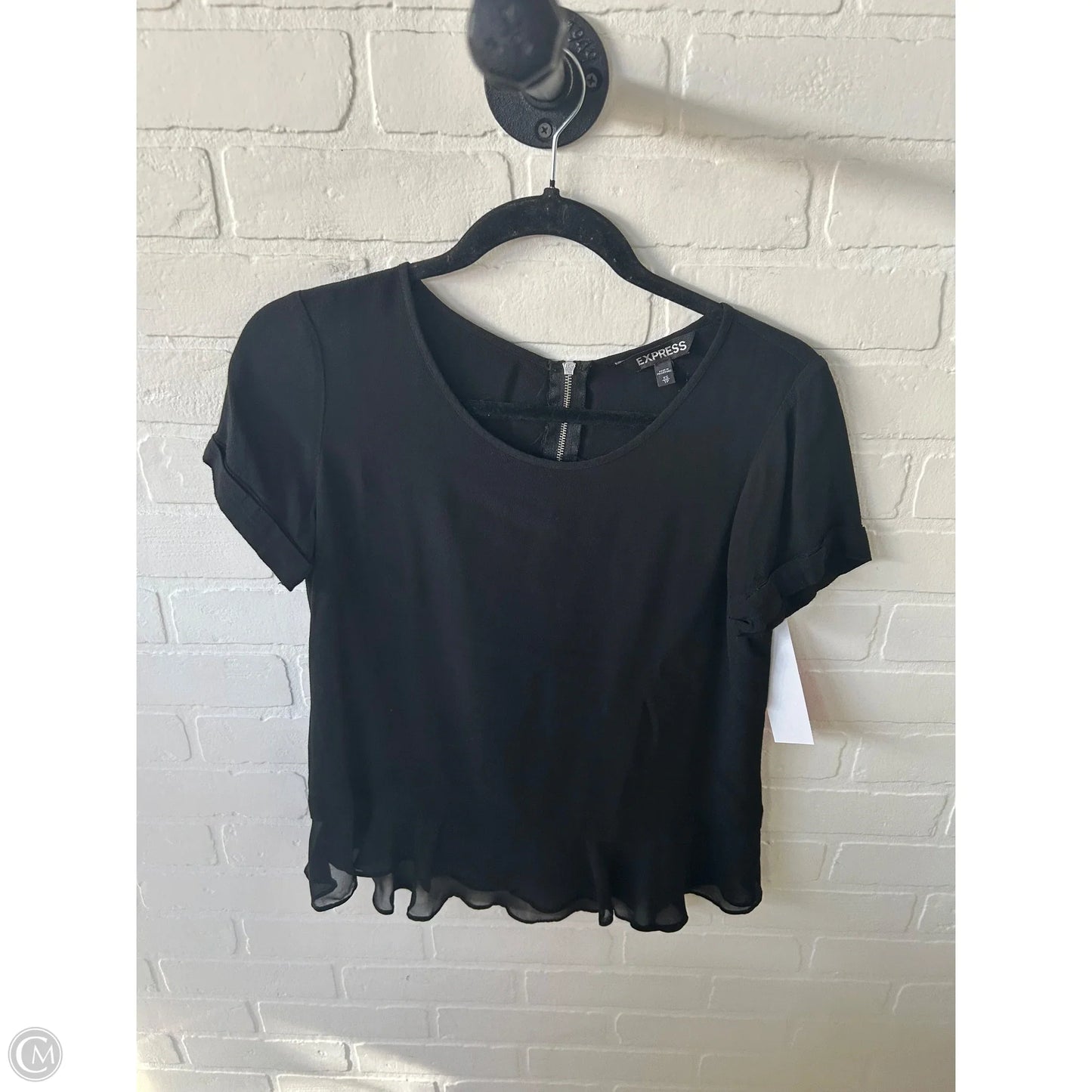 Top Short Sleeve By Express In Black, Size: Xs