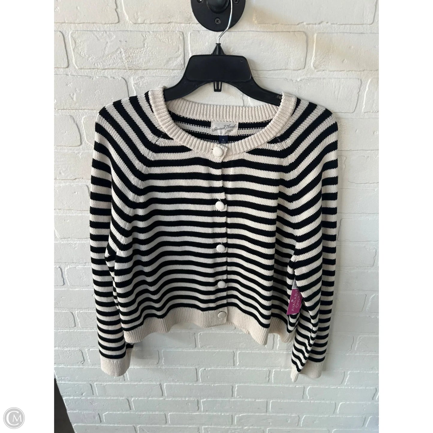Sweater Cardigan By Universal Thread In Black & Cream, Size: Xl