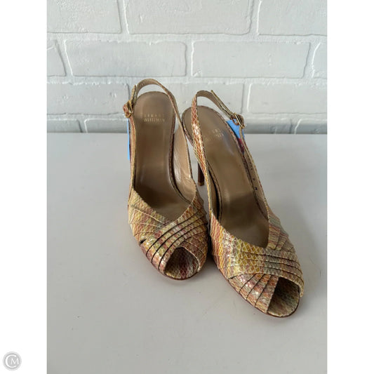 Sandals Designer By Stuart Weitzman In Red & Yellow, Size: 9