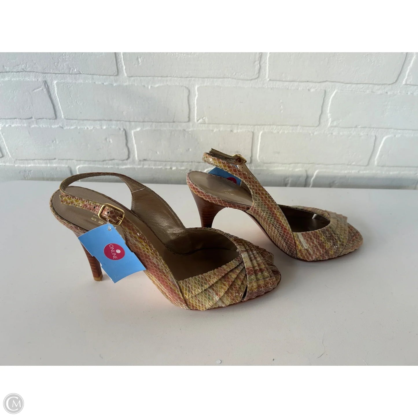 Sandals Designer By Stuart Weitzman In Red & Yellow, Size: 9