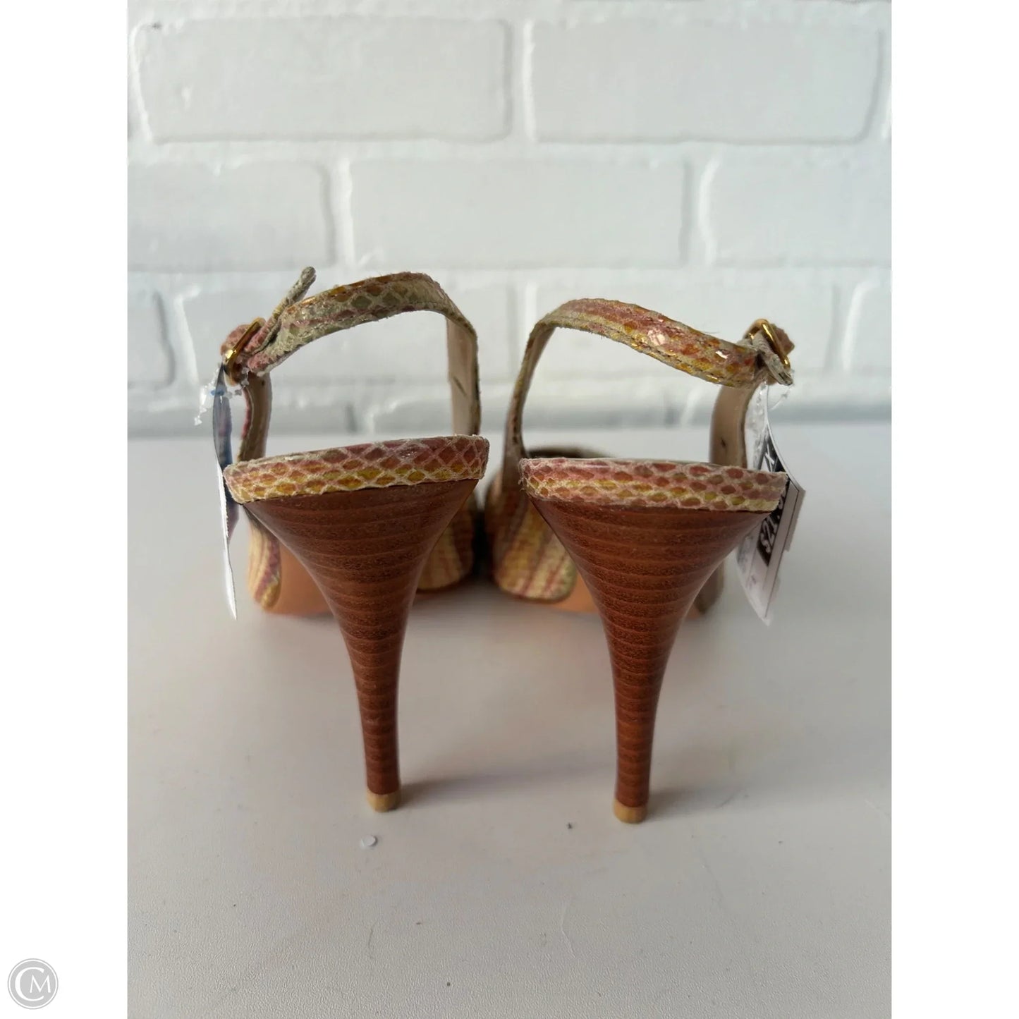 Sandals Designer By Stuart Weitzman In Red & Yellow, Size: 9