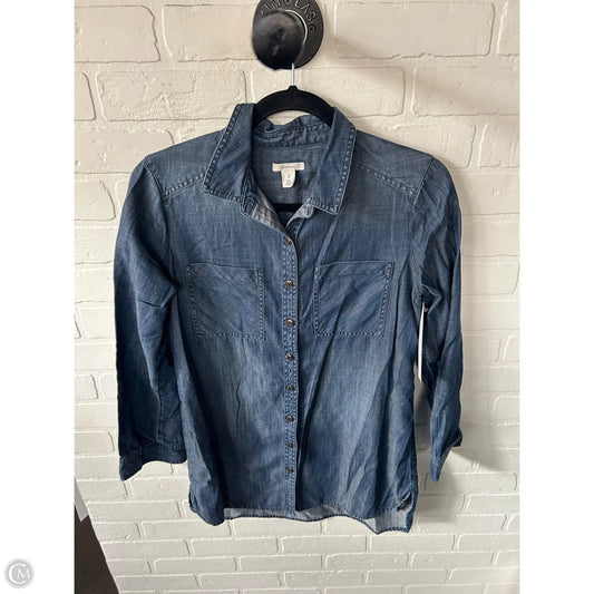 Top Long Sleeve By Caslon In Blue Denim, Size: S