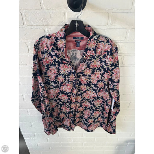 Top Long Sleeve By Chaps In Blue & Pink, Size: Xl
