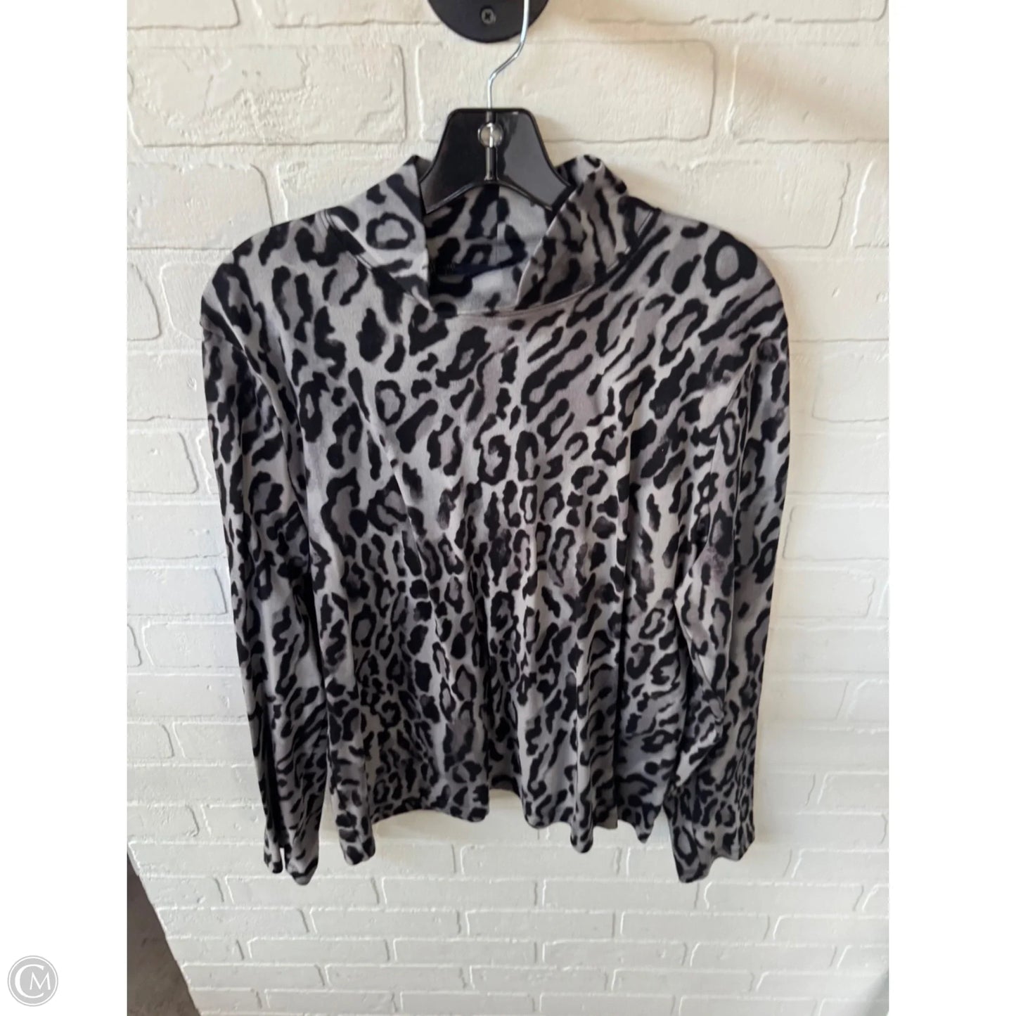 Top Long Sleeve Basic By Jones New York In Black & Grey, Size: Xl