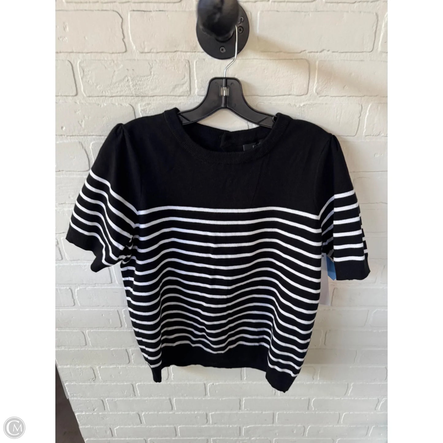 Sweater Short Sleeve By Zesica In Black & White, Size: Xl