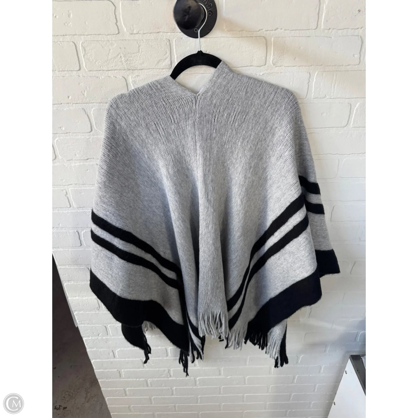 Shawl By Clothes Mentor In Black & Grey, Size: Osfm