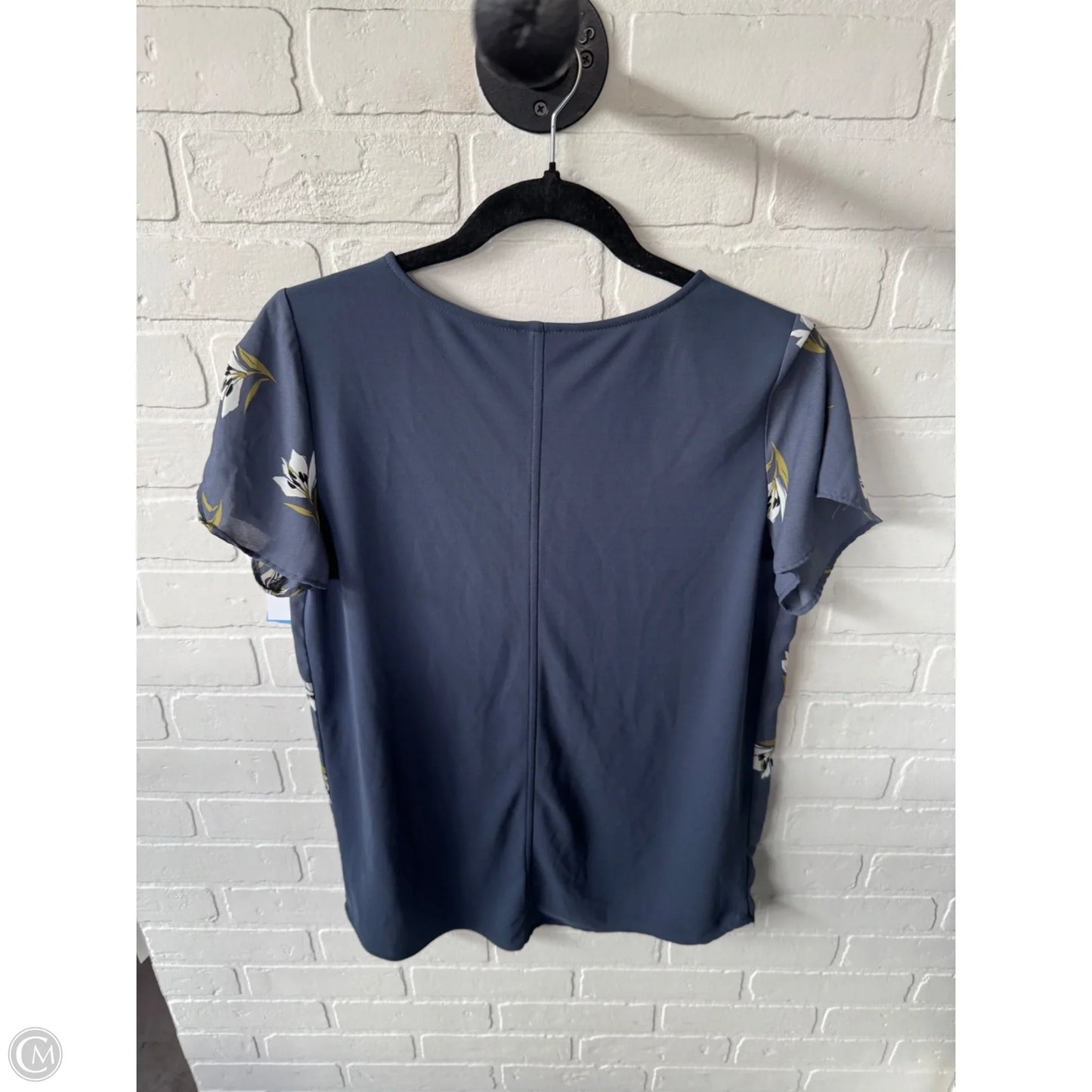 Top Short Sleeve By Ann Taylor In Blue & White, Size: M