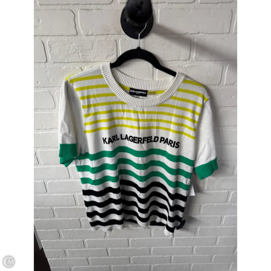 Sweater Designer By Karl Lagerfeld In Green & White, Size: Xl