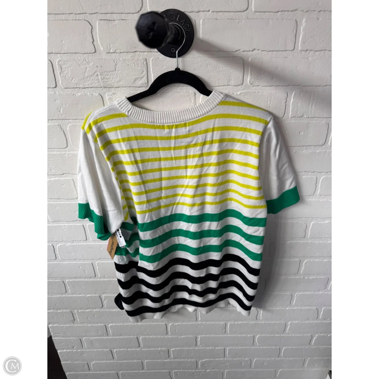 Sweater Designer By Karl Lagerfeld In Green & White, Size: Xl