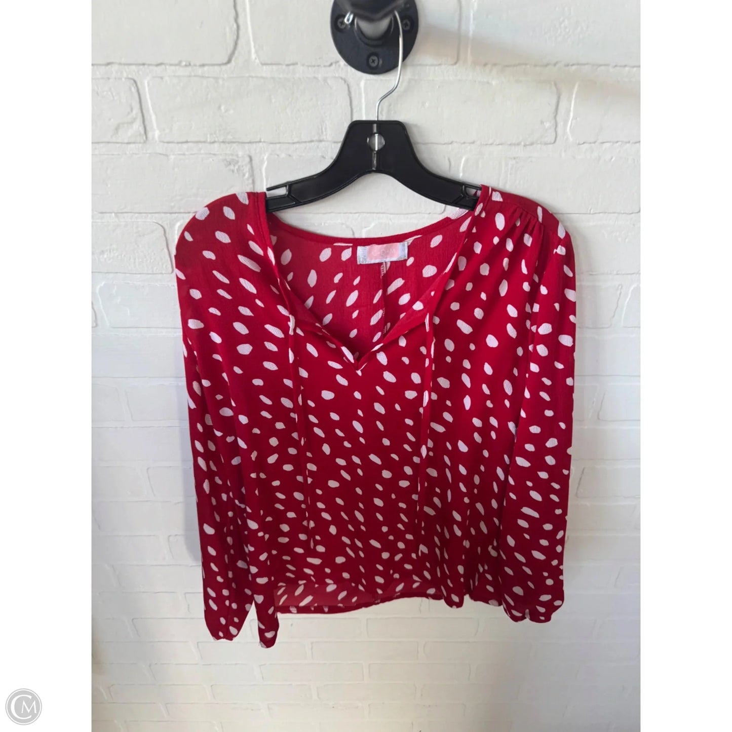 Top Long Sleeve By Clothes Mentor In Red & White, Size: M