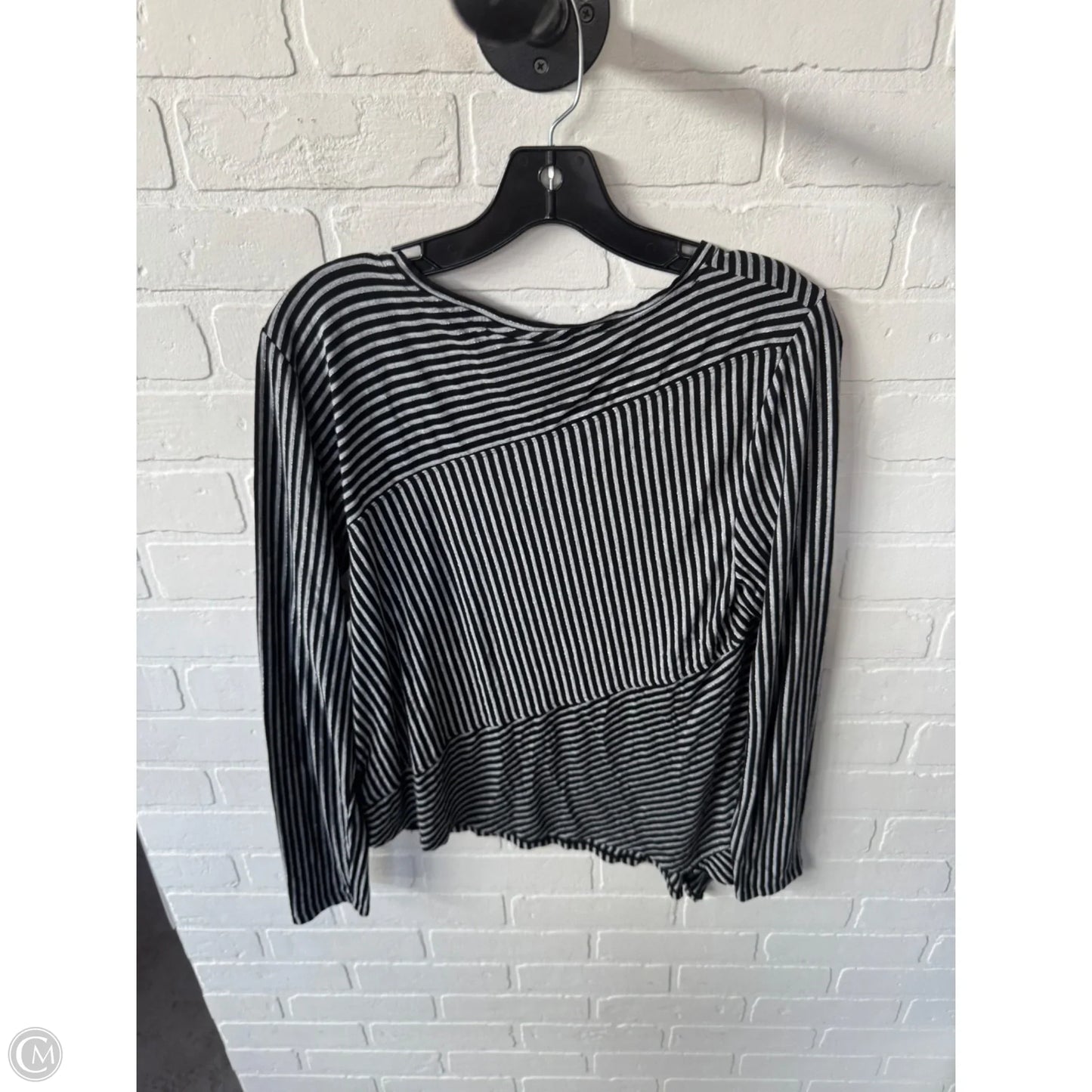 Top Long Sleeve By Dkny In Black & Grey, Size: L