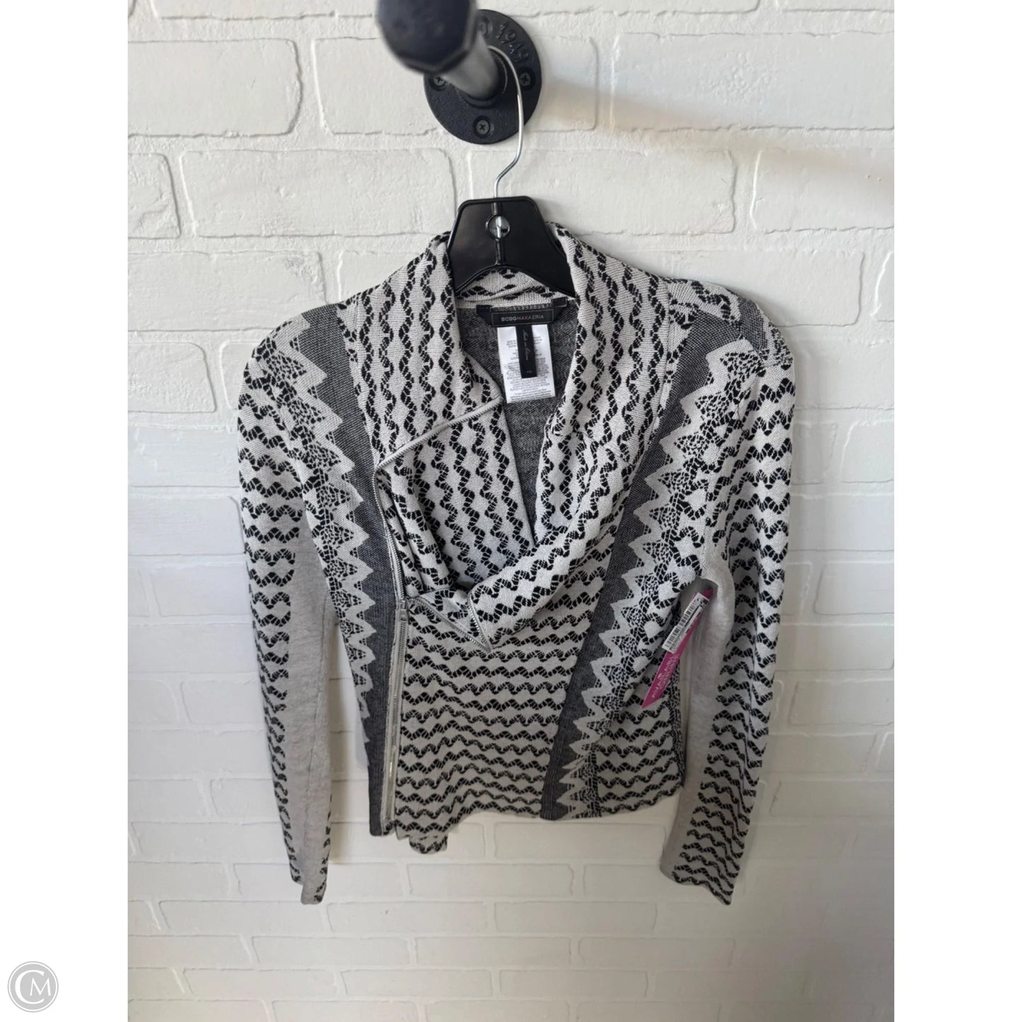 Sweater Cardigan By Bcbgmaxazria In Black & Grey, Size: Xs