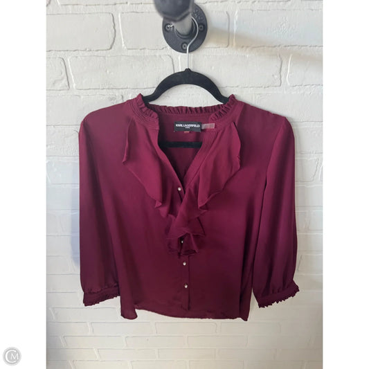 Top 3/4 Sleeve Designer By Karl Lagerfeld In Red, Size: Xs