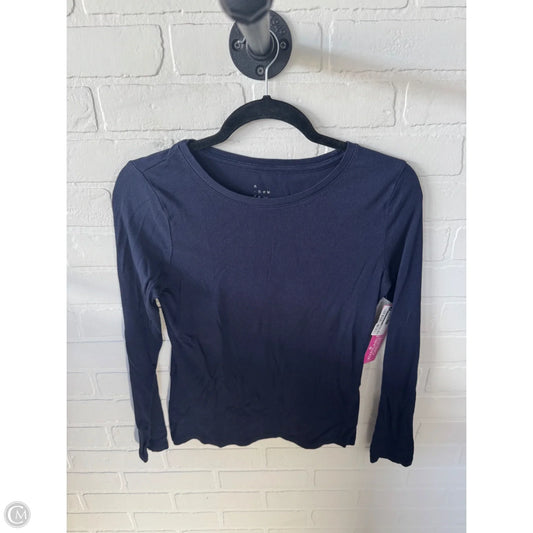 Top Long Sleeve Basic By A New Day In Navy, Size: S