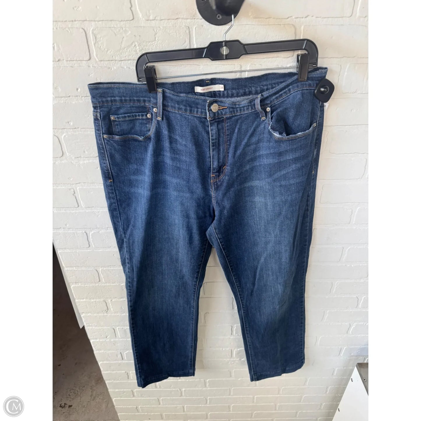 Jeans Straight By Levis In Blue Denim, Size: 16