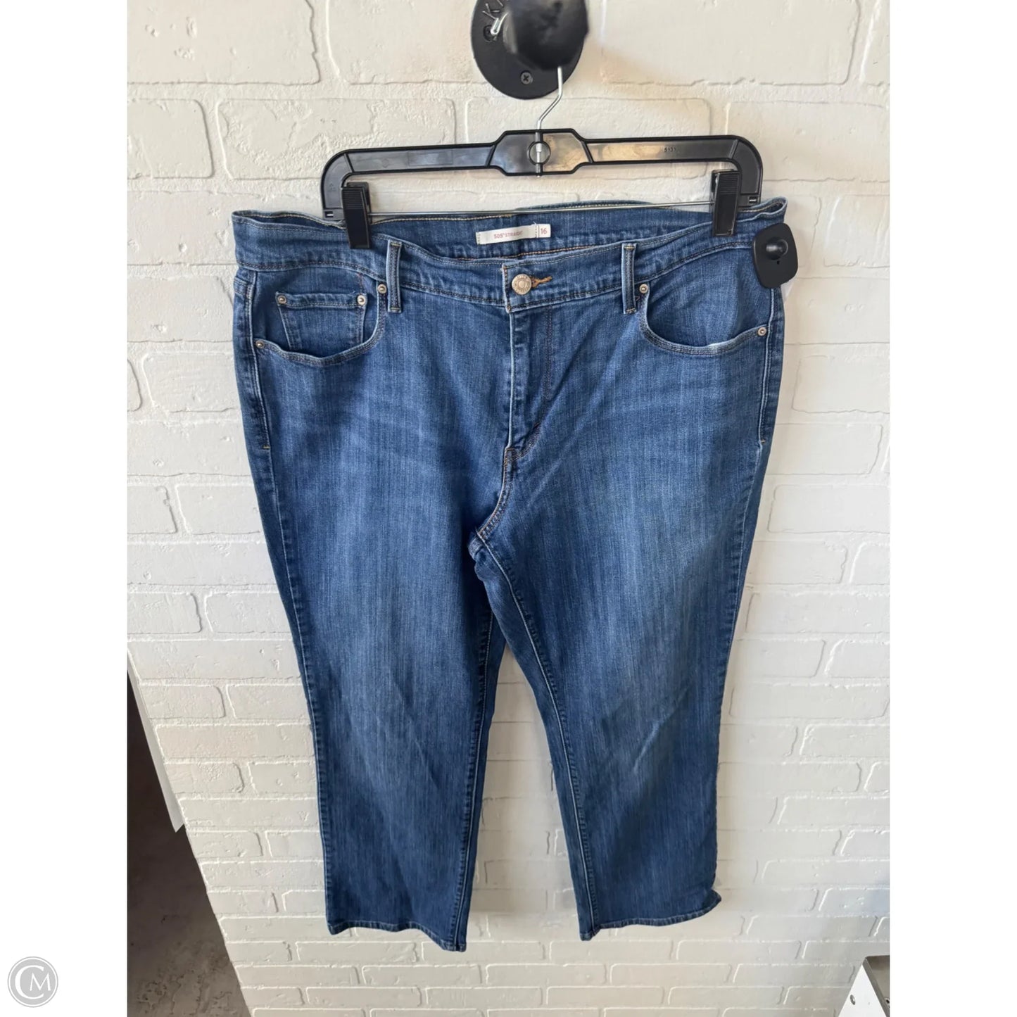 Jeans Straight By Levis In Blue Denim, Size: 16