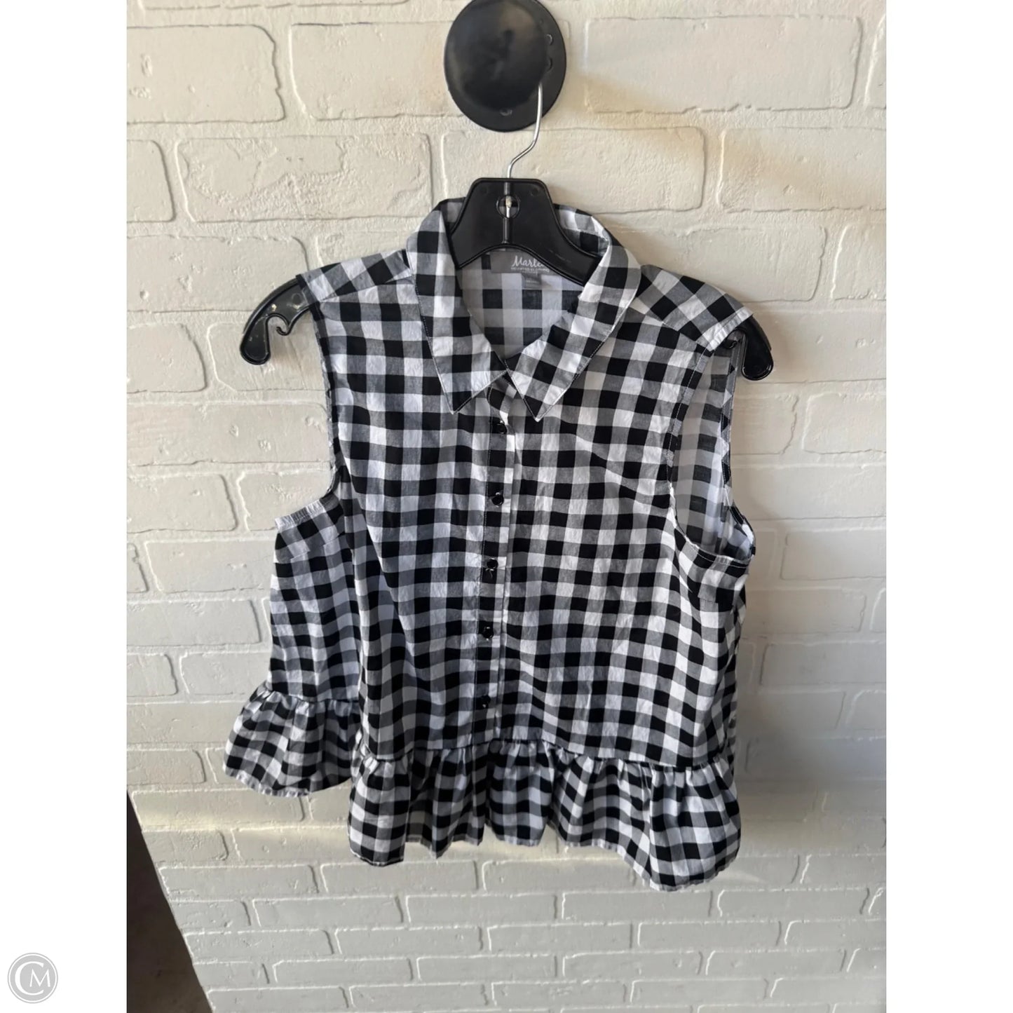 Top Sleeveless By Marled In Black & White, Size: L