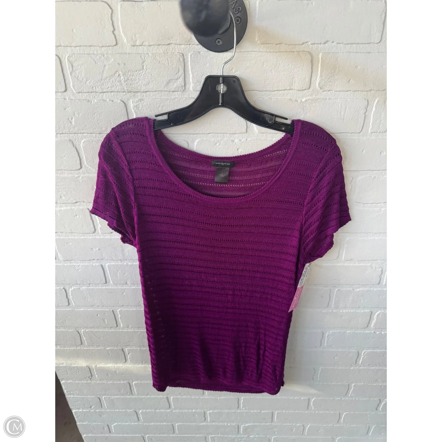 Top Short Sleeve By Ann Taylor In Purple, Size: L