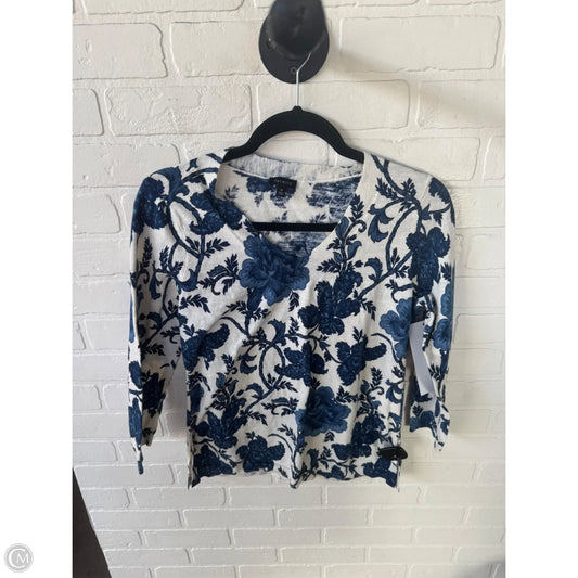 Sweater By Talbots In Blue & White, Size: M