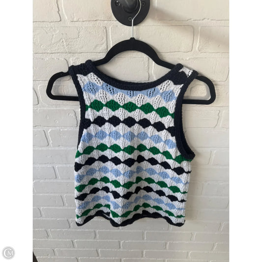 Vest Sweater By Ann Taylor In Blue & White, Size: M