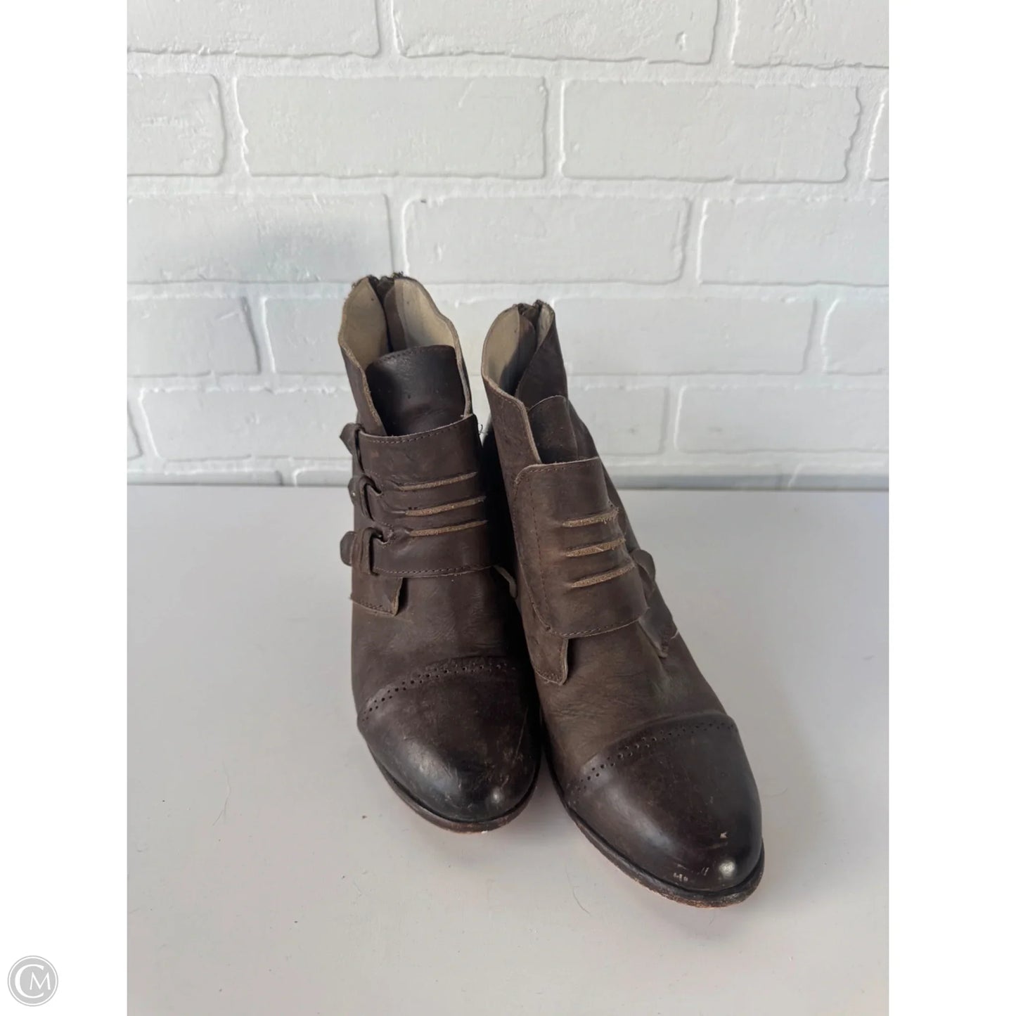 Boots Ankle Heels By Freebird In Brown, Size: 9