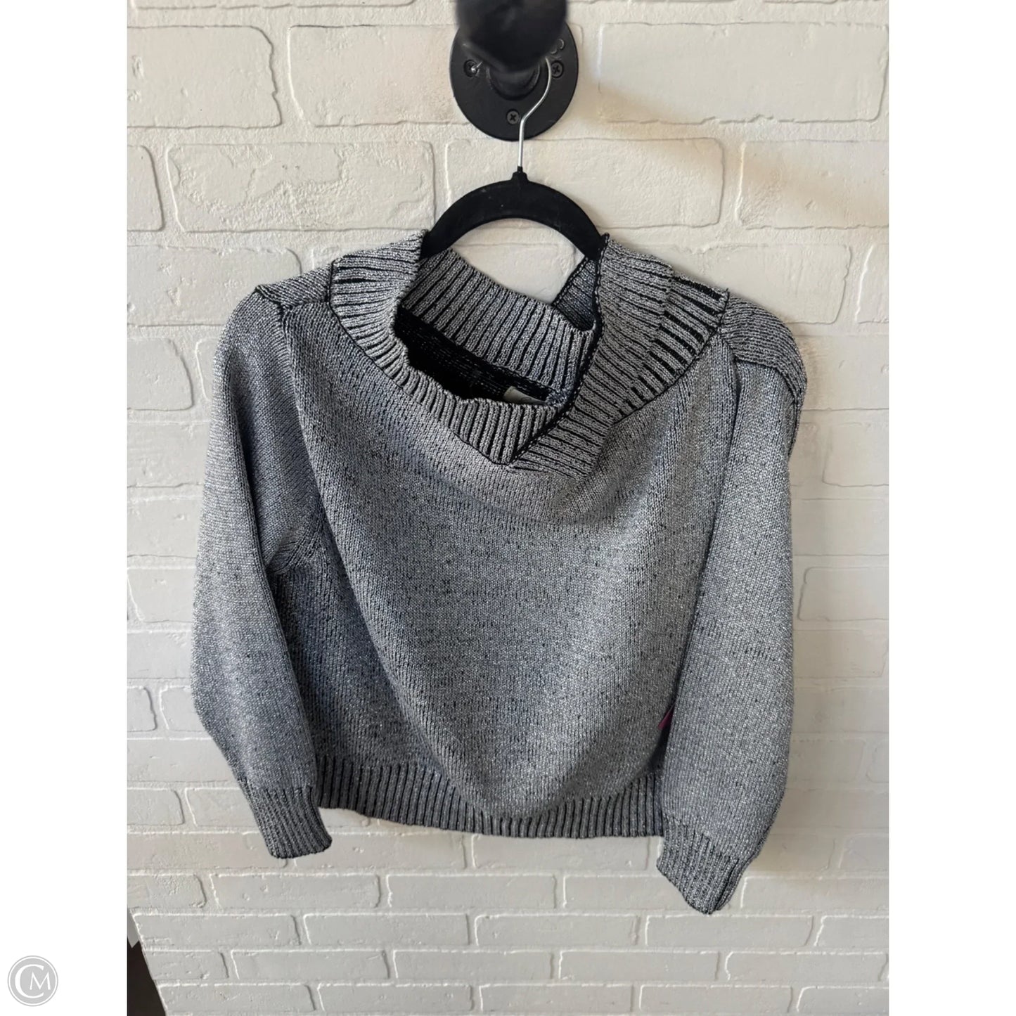 Sweater By Elan In Black & Silver, Size: M