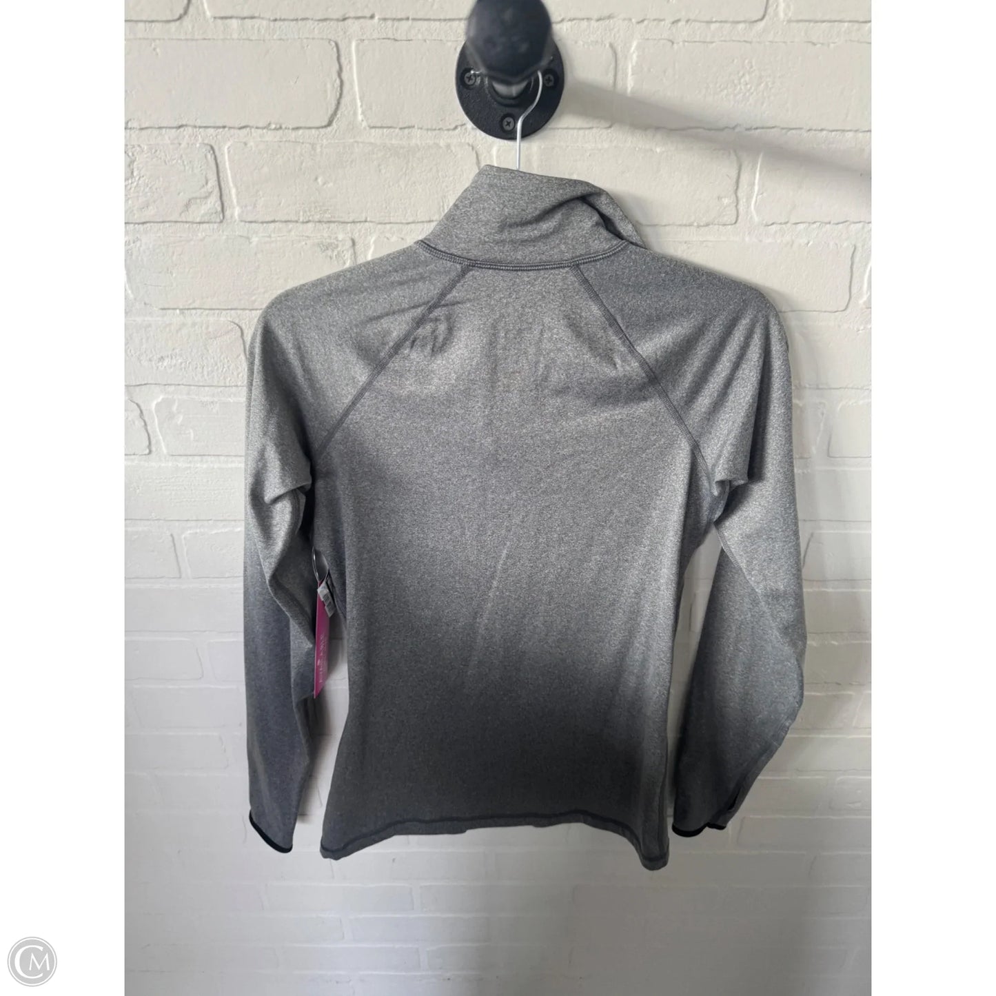 Athletic Top Long Sleeve Collar By Nike In Grey, Size: M