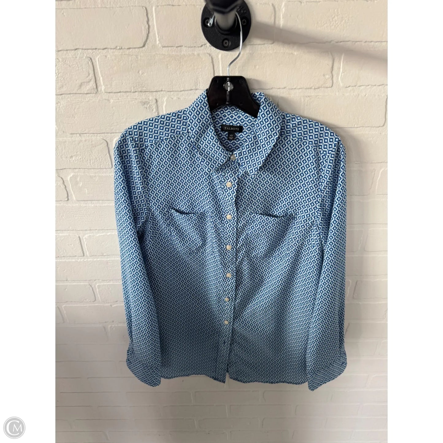 Top Long Sleeve By Talbots In Blue & White, Size: Xs