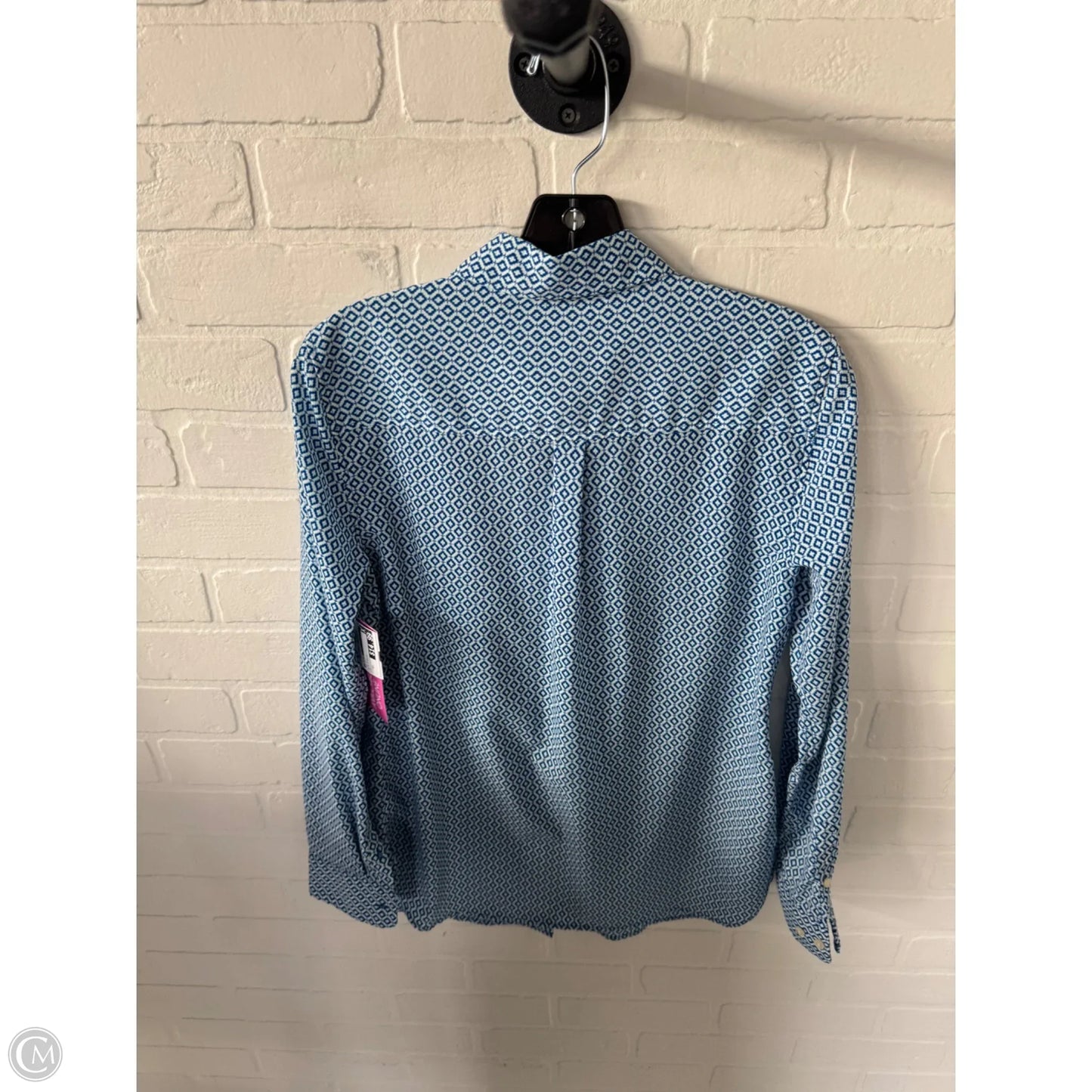 Top Long Sleeve By Talbots In Blue & White, Size: Xs