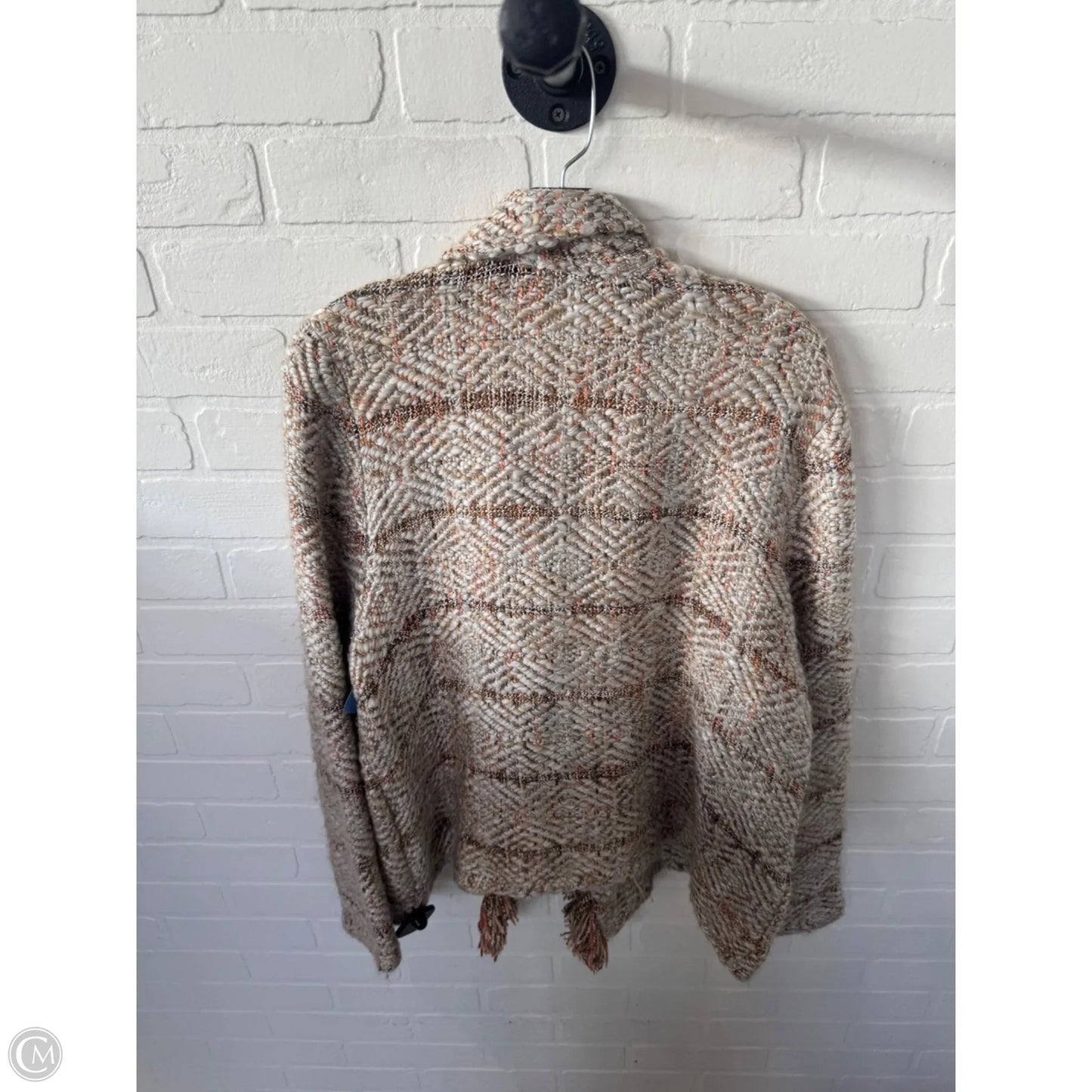 Sweater Cardigan By Chicos In Grey & Tan, Size: Xl