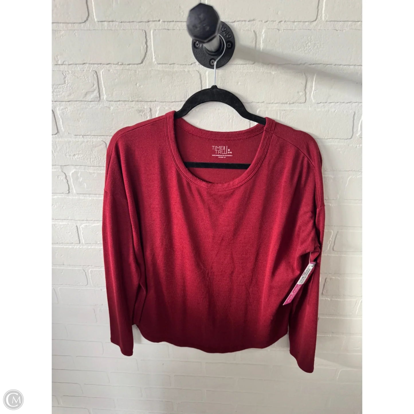 Top Long Sleeve Basic By Time And Tru In Red, Size: S
