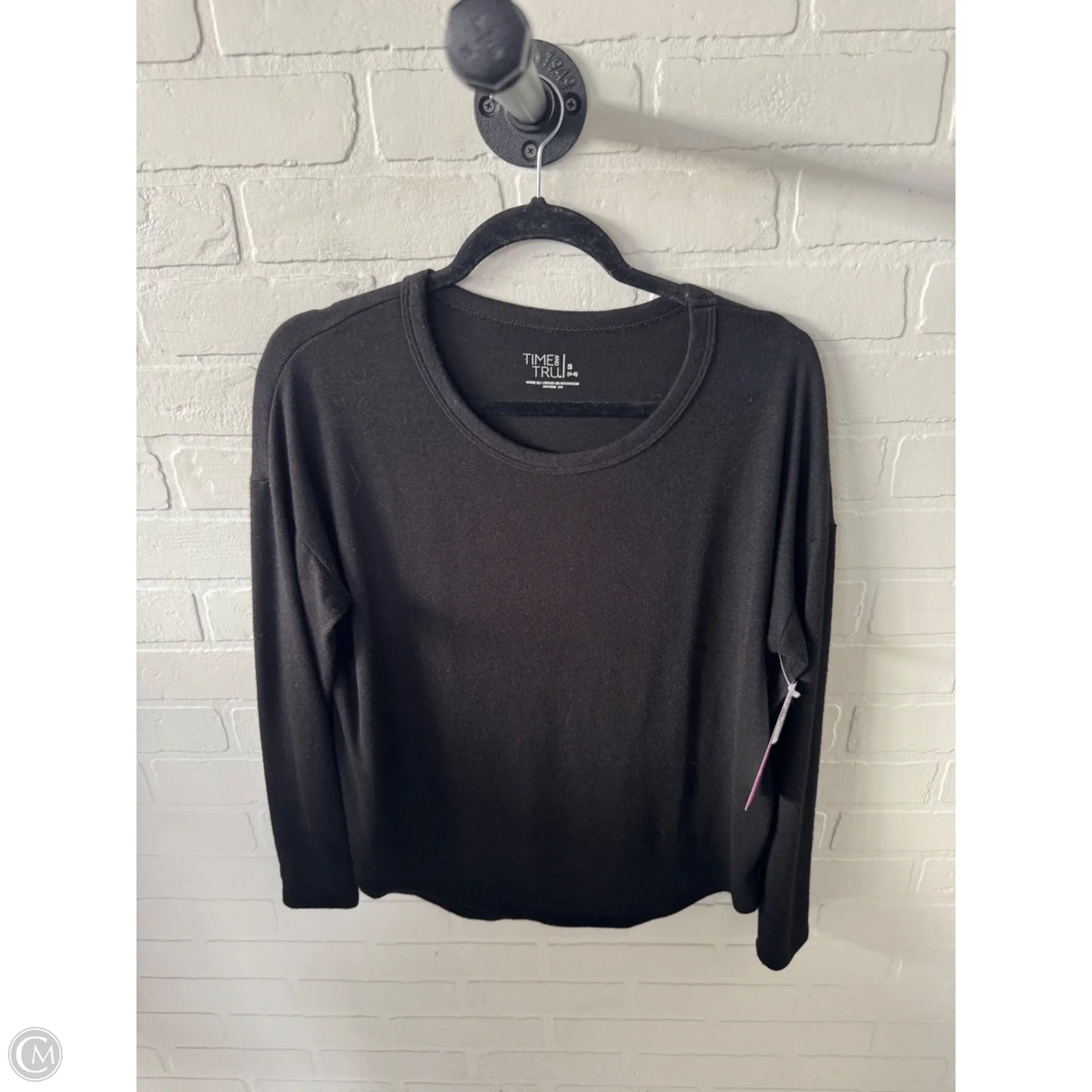 Top Long Sleeve Basic By Time And Tru In Black, Size: S