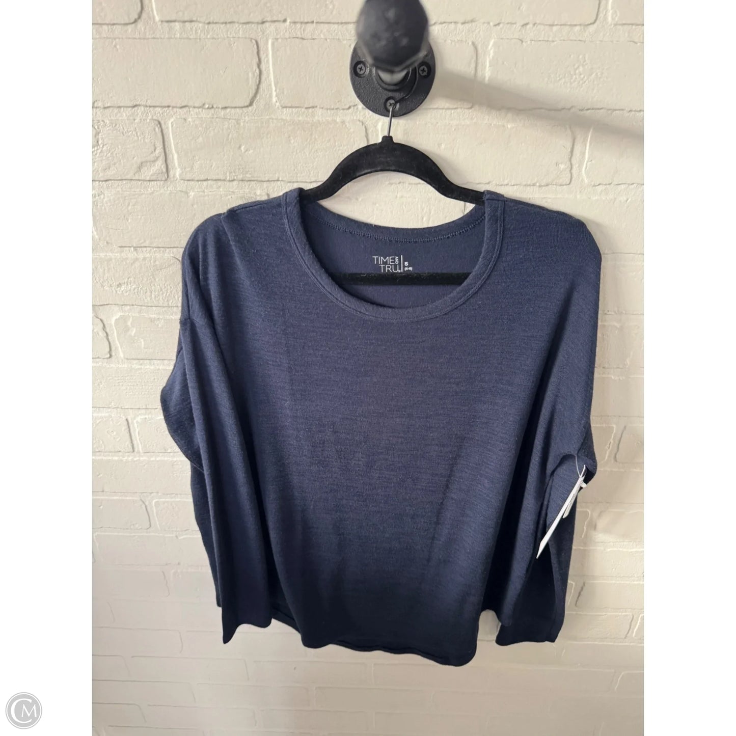 Top Long Sleeve Basic By Time And Tru In Blue, Size: S