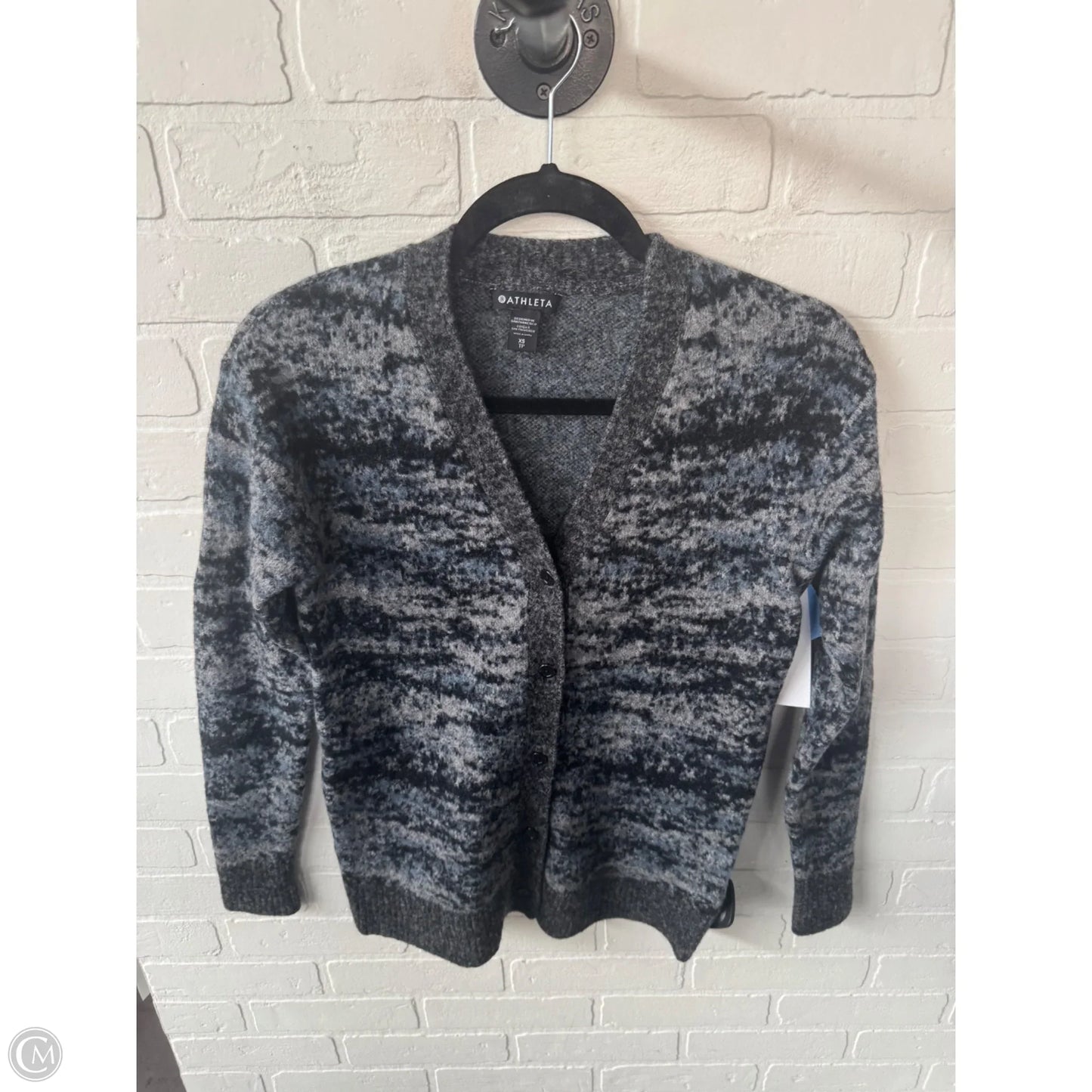 Sweater Cardigan By Athleta In Blue & Grey, Size: Xs