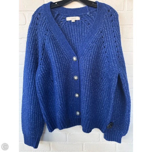 Sweater Cardigan By Loft In Blue, Size: Xl