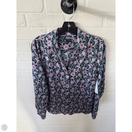 Top Long Sleeve By Ann Taylor In Green & Purple, Size: S
