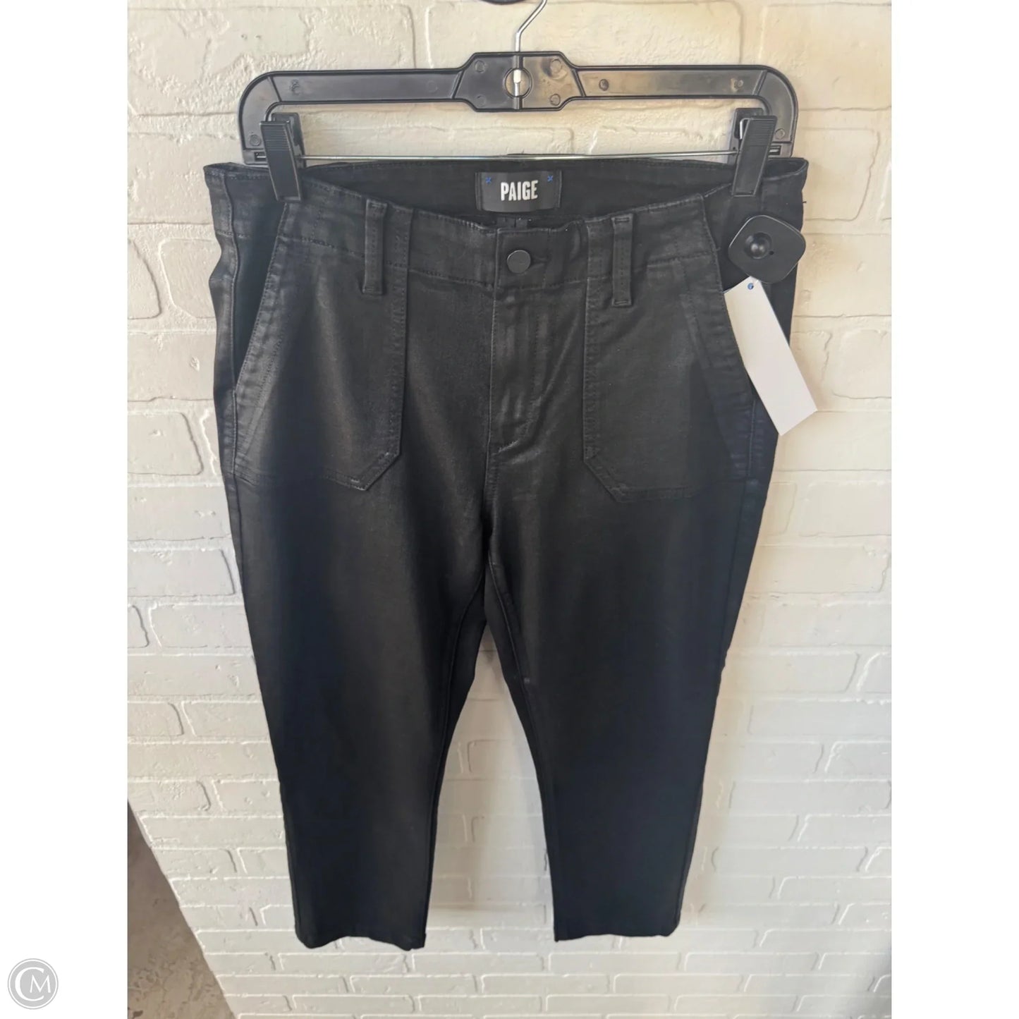 Jeans Straight By Paige In Black Denim, Size: 8