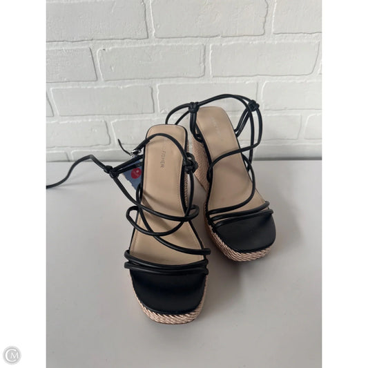 Sandals Heels Wedge By Marc Fisher In Black & Gold, Size: 11