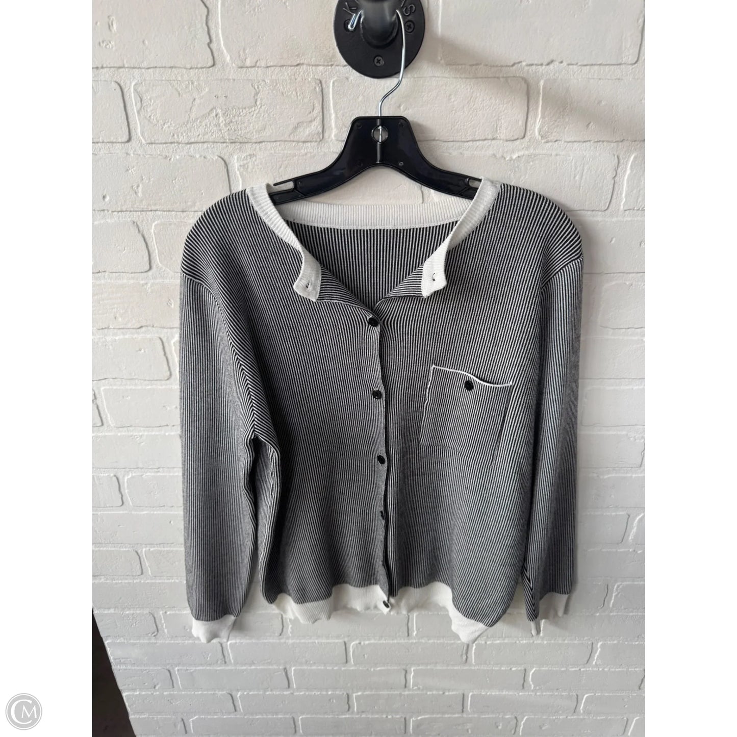 Sweater Cardigan By Cme In Black & White, Size: L