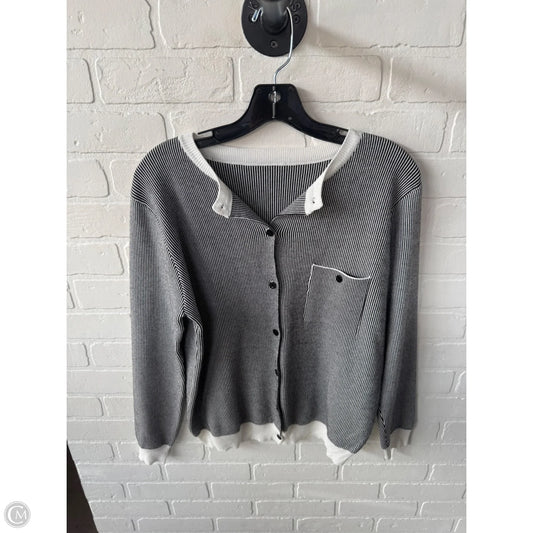 Sweater Cardigan By Cme In Black & White, Size: L