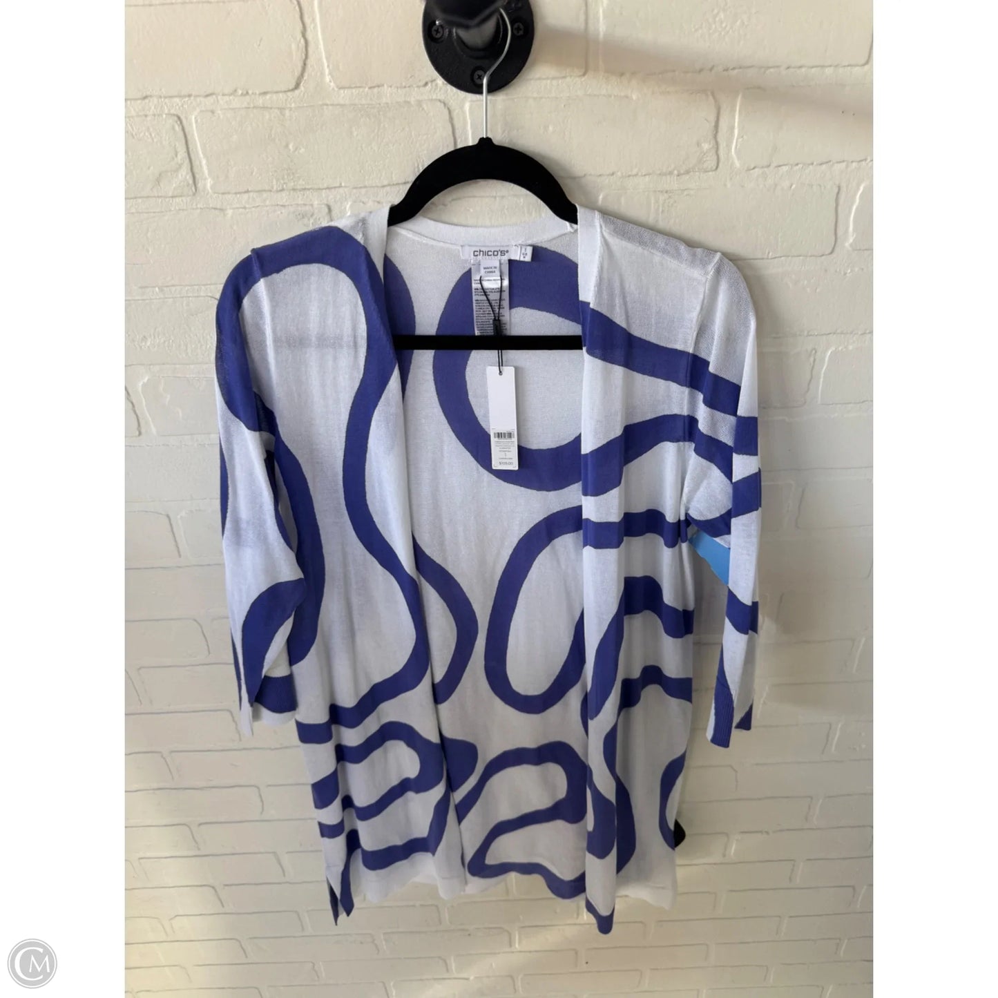 Sweater Cardigan By Chicos In Purple & White, Size: M