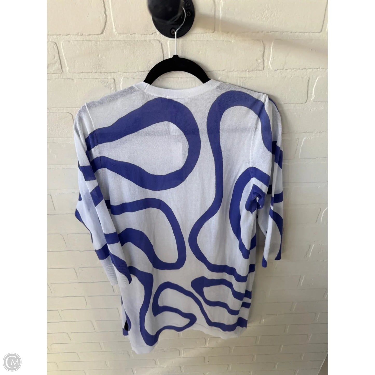 Sweater Cardigan By Chicos In Purple & White, Size: M