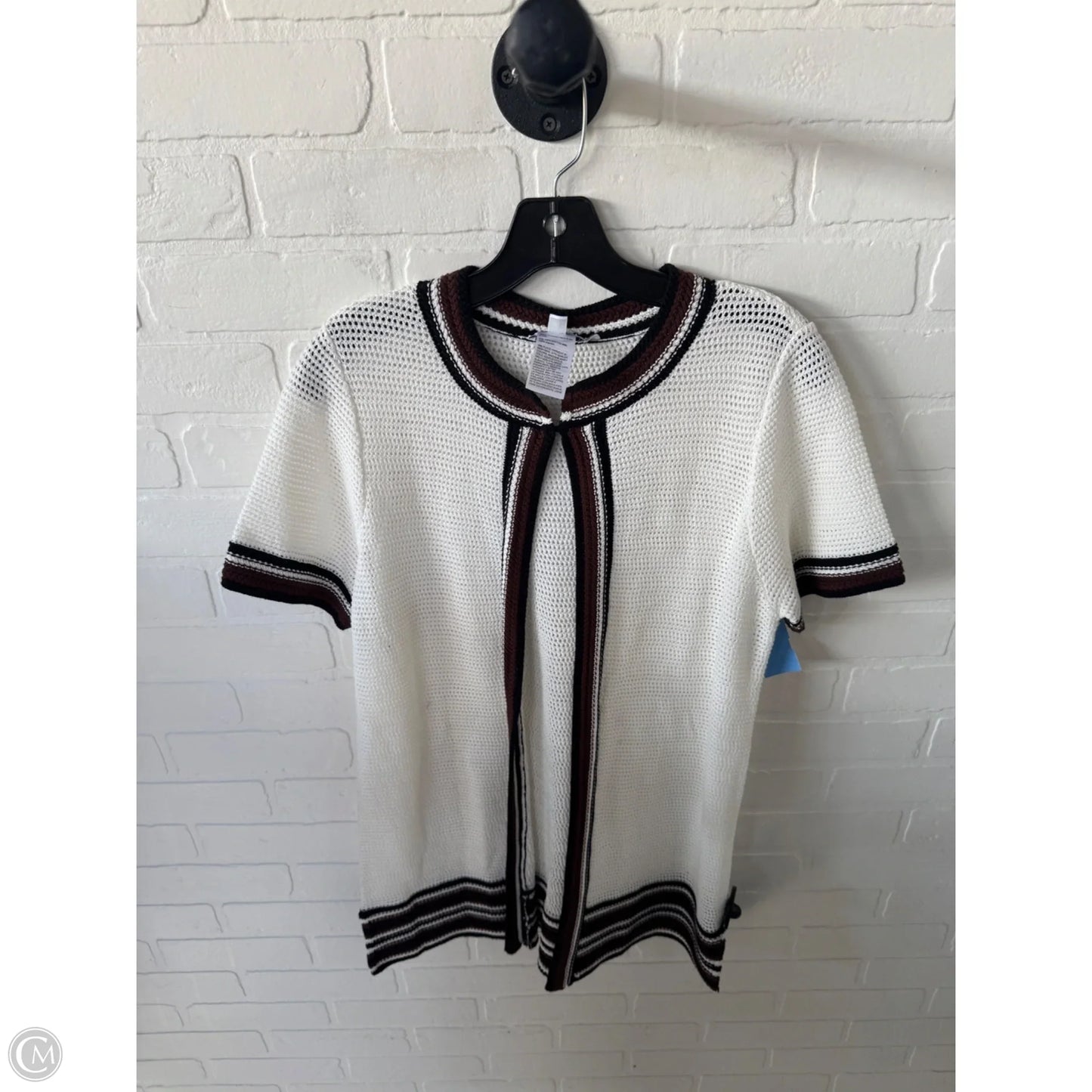 Sweater Cardigan By Chicos In Brown & White, Size: M