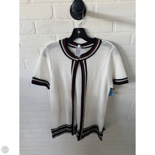 Sweater Cardigan By Chicos In Brown & White, Size: M